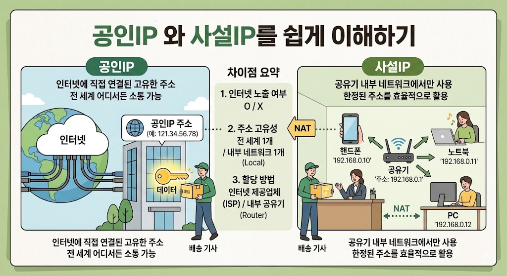 공인아이피 사설아이피 구분방법